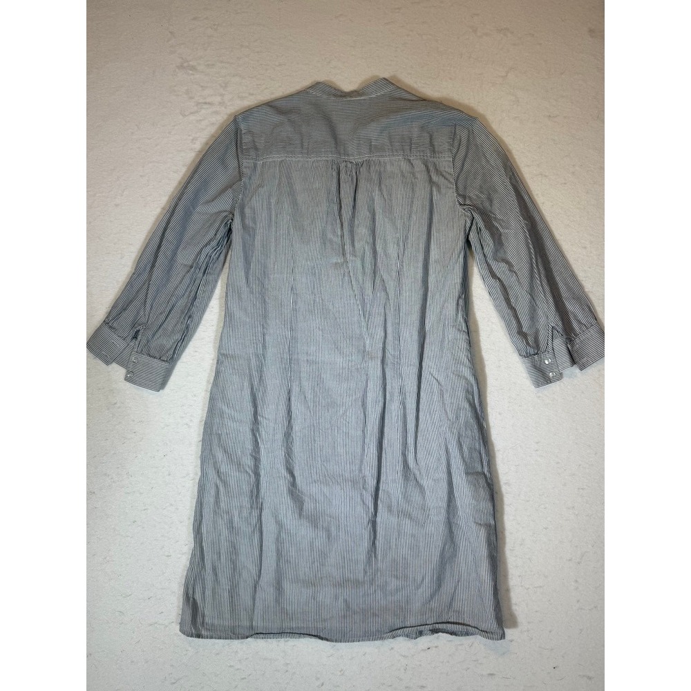 Ann Taylor LOFT Womens Blue White Pinstripe Ruffle Shirt Dress Size 8 - Picture 3 of 3